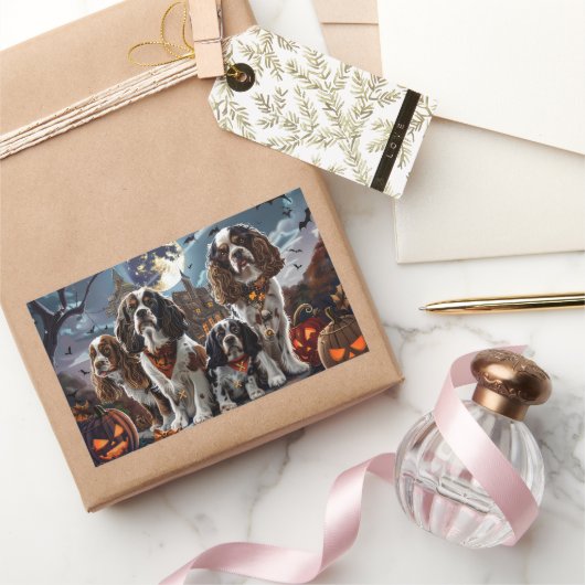 Cocker Spanel Halloween Spooky Rechteckiger Aufkleber (Schenken)