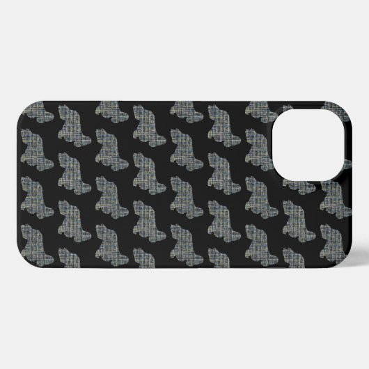 Cocker Spanel Hund Niedliche Silhouette Grid Black iPhone Hülle (Rückseite (Horizontal))