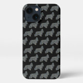 Cocker Spanel Hund Niedliche Silhouette Grid Black iPhone Hülle (Rückseite)