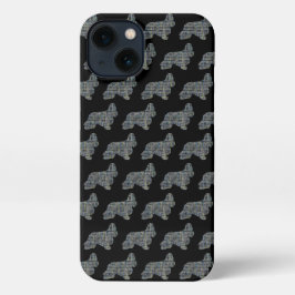 Cocker Spanel Hund Niedliche Silhouette Grid Black iPhone 13 Hülle