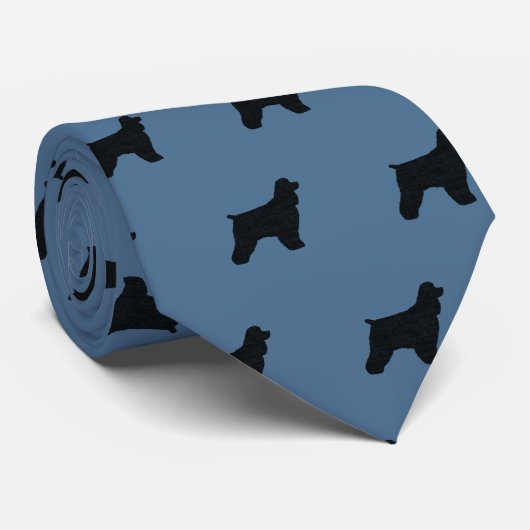 Cocker Spanel Hund Rasse Silhouetten Muster Krawatte (Gerollt)