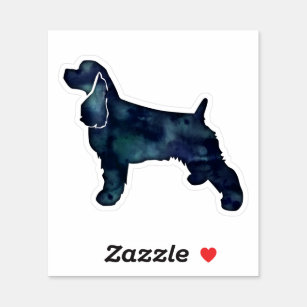 Cocker Spanel Hund Silhouette Black Watercolor Aufkleber