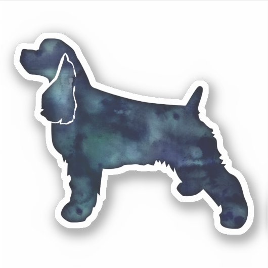 Cocker Spanel Hund Silhouette Black Watercolor Aufkleber (Vorderseite)