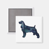 Cocker Spanel Hund Silhouette Black Watercolor Magnet (Vorderseite/Rückseite)