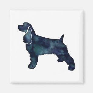 Cocker Spanel Hund Silhouette Black Watercolor Magnet