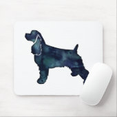 Cocker Spanel Hund Silhouette Black Watercolor Mousepad (Mit Mouse)