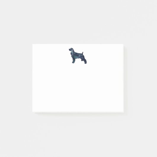 Cocker Spanel Hund Silhouette Black Watercolor Post-it Klebezettel (Vorderseite)