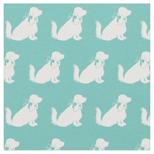 Cocker Spanel Hund Silhouette Pet Aquamarin Stoff (Nahaufnahme)