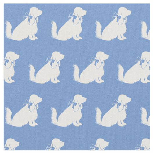 Cocker Spanel Hund Silhouette Pet Light Blue Stoff (Nahaufnahme)