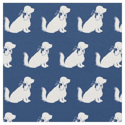 Cocker Spanel Hund Silhouette Pet Navy Blue Stoff (Nahaufnahme)