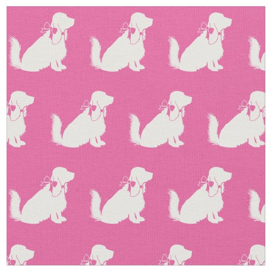 Cocker Spanel Hund Silhouette Pet Pink Stoff (Nahaufnahme)