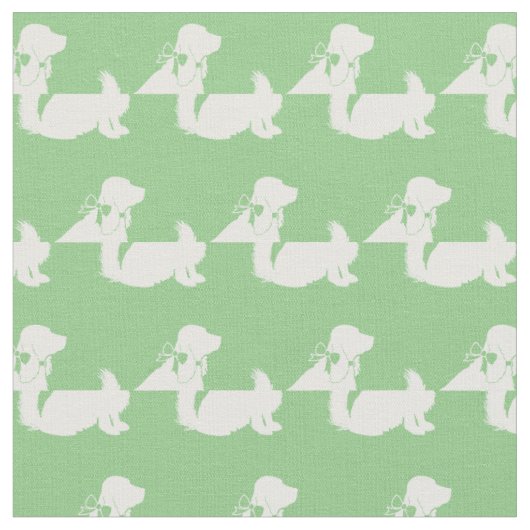 Cocker Spanel Hund Silhouette Pet Sage Green Stoff (Nahaufnahme)