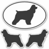 Cocker Spanel Hund Silhouetten Vinyl Sticker Set (Vorderseite)
