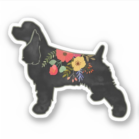 Cocker Spanel Hund züchten Bohemischen Blumensatte Aufkleber (Vorderseite)
