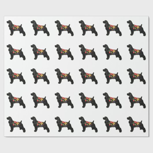 Cocker Spanel Hund züchten Bohemischen Blumensatte Geschenkpapier (Flach)