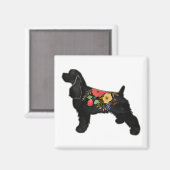 Cocker Spanel Hund züchten Bohemischen Blumensatte Magnet (Vorderseite/Rückseite)