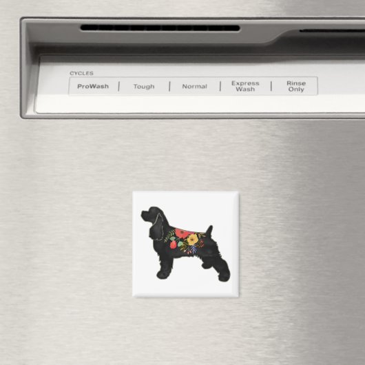 Cocker Spanel Hund züchten Bohemischen Blumensatte Magnet (In Situ (Geschirrspüler))