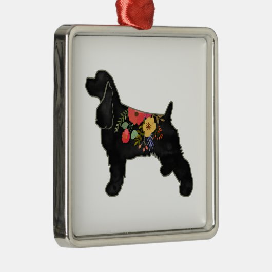 Cocker Spanel Hund züchten Bohemischen Blumensatte Ornament Aus Metall (Rechts)