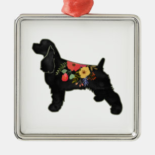 Cocker Spanel Hund züchten Bohemischen Blumensatte Ornament Aus Metall