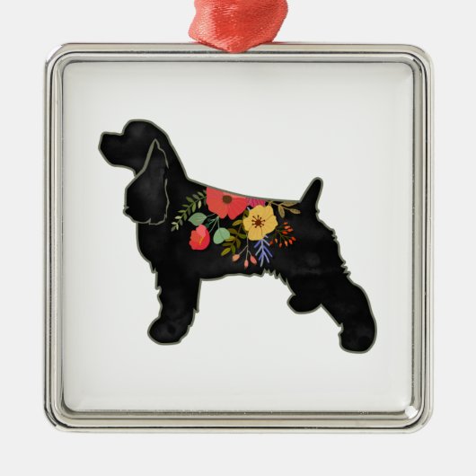 Cocker Spanel Hund züchten Bohemischen Blumensatte Ornament Aus Metall (Vorne)