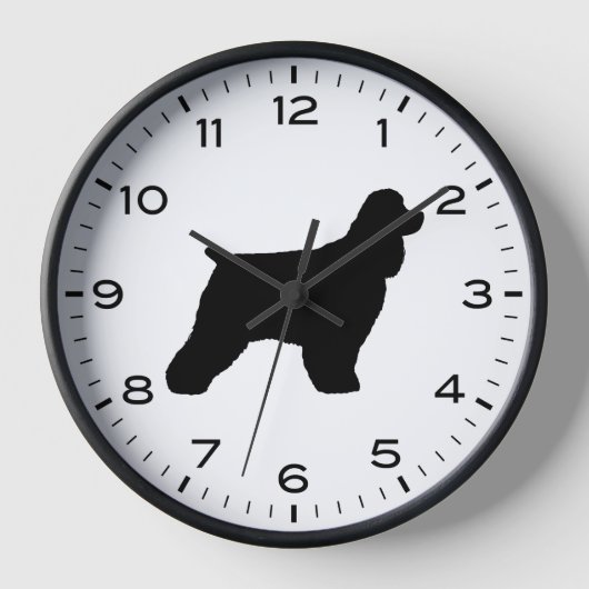 Cocker Spanel Hunde Silhouette Uhr (Vorderseite)