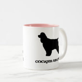 Cocker Spanel Hunde Silhouetten Custom Zweifarbige Tasse (VorderseiteRechts)