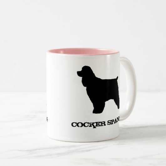 Cocker Spanel Hunde Silhouetten Custom Zweifarbige Tasse (VorderseiteRechts)