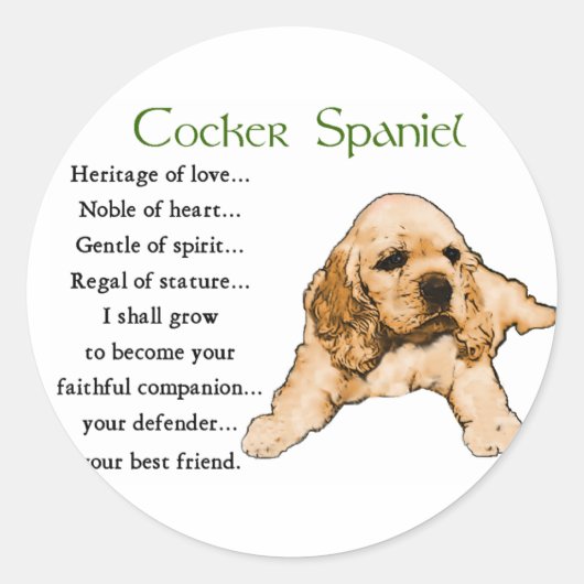 Cocker Spanel Liebespaare Runder Aufkleber (Vorderseite)