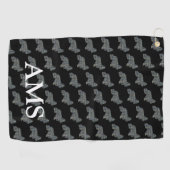 Cocker Spanel Niedlich Hund Silhouette Y&B Grid Bl Golfhandtuch (Horizontal)