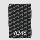 Cocker Spanel Niedlich Hund Silhouette Y&B Grid Bl Golfhandtuch (Vorderseite)