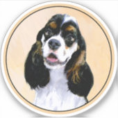 Cocker Spanel (Parti) Malerei - Original Dog Art Aufkleber (Vorderseite)