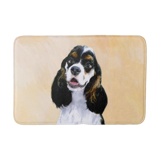 Cocker Spanel (Parti) Malerei - Original Dog Art Badematte (Vorderseite)