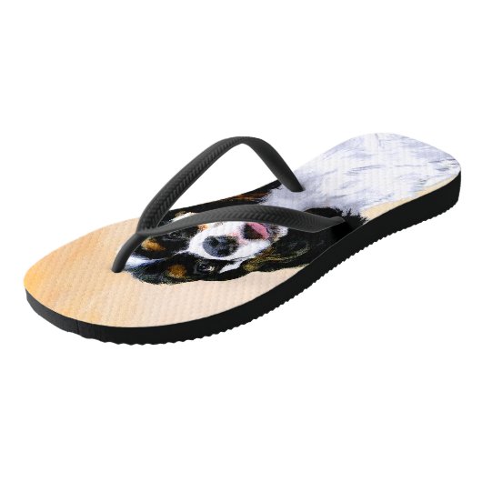 Cocker Spanel (Parti) Malerei - Original Dog Art Badesandalen (Schrägansicht)