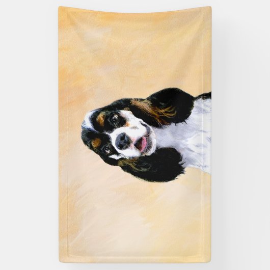 Cocker Spanel (Parti) Malerei - Original Dog Art Banner (Vertikal)