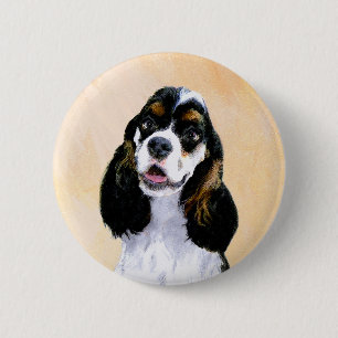 Cocker Spanel (Parti) Malerei - Original Dog Art Button