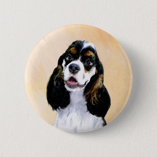 Cocker Spanel (Parti) Malerei - Original Dog Art Button (Vorderseite)