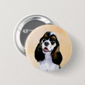 Cocker Spanel (Parti) Malerei - Original Dog Art Button (Vorne & Hinten)