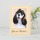 Cocker Spanel (Parti) Malerei - Original Dog Art Einladung (Stehend Vorderseite)