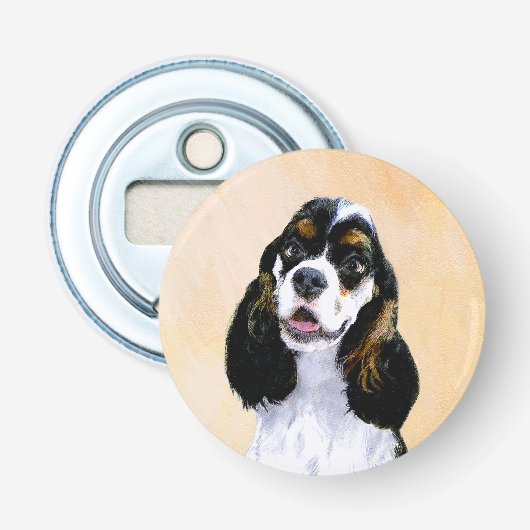 Cocker Spanel (Parti) Malerei - Original Dog Art Flaschenöffner (Vorderseite)