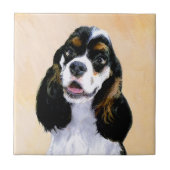 Cocker Spanel (Parti) Malerei - Original Dog Art Fliese (Vorderseite)