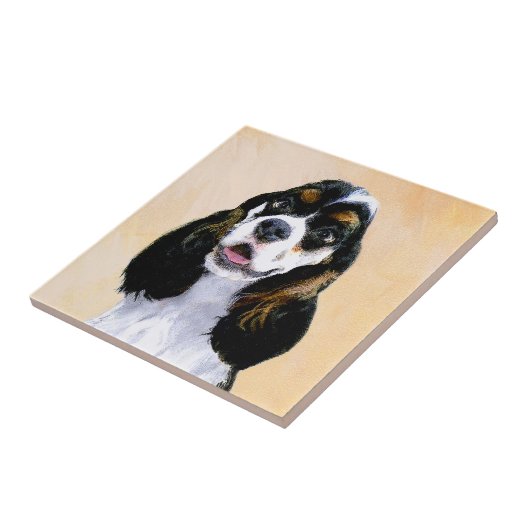Cocker Spanel (Parti) Malerei - Original Dog Art Fliese (Seite)