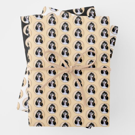 Cocker Spanel (Parti) Malerei - Original Dog Art Geschenkpapier Set (Beispiel)