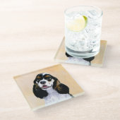 Cocker Spanel (Parti) Malerei - Original Dog Art Glasuntersetzer (Schrägansicht)