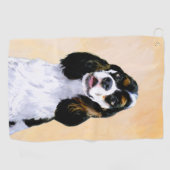 Cocker Spanel (Parti) Malerei - Original Dog Art Golfhandtuch (Horizontal)