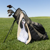 Cocker Spanel (Parti) Malerei - Original Dog Art Golfhandtuch (Gras)