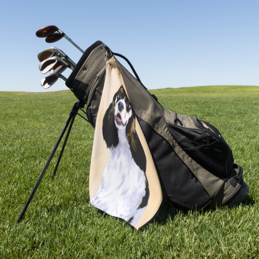 Cocker Spanel (Parti) Malerei - Original Dog Art Golfhandtuch (Gras)