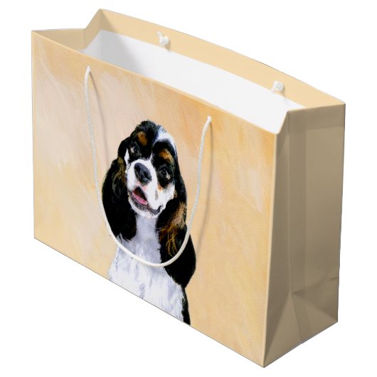 Cocker Spanel (Parti) Malerei - Original Dog Art Große Geschenktüte (Rückseite Schrägansicht)