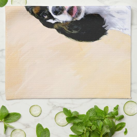 Cocker Spanel (Parti) Malerei - Original Dog Art Handtuch (Gefaltet)