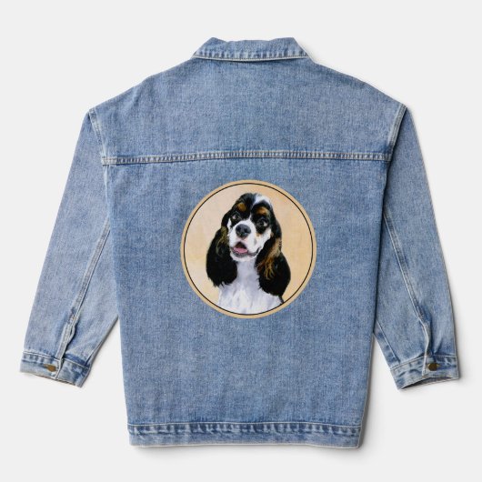 Cocker Spanel (Parti) Malerei - Original Dog Art Jeansjacke (Rückseite)