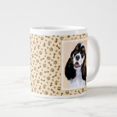 Cocker Spanel (Parti) Malerei - Original Dog Art Jumbo-Tasse (Vorderseite Rechts)
